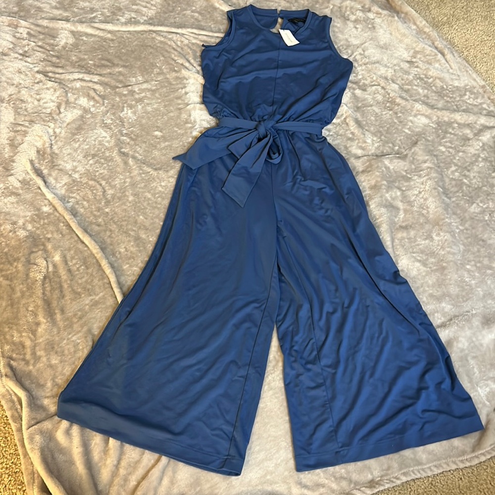 NWT banana republic sleeveless cropped wide leg jumpsuit in indigo fog